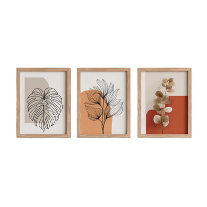 Rymdkf Minimalist Boho Botanical Framed Art (Set of 3)
