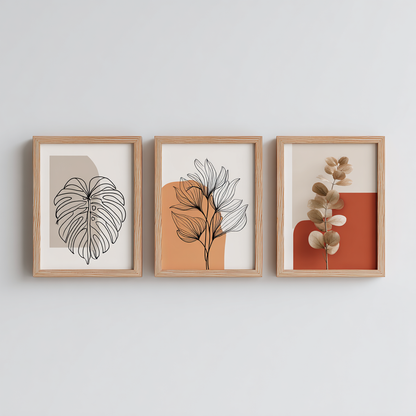 Rymdkf Minimalist Boho Botanical Framed Art (Set of 3)