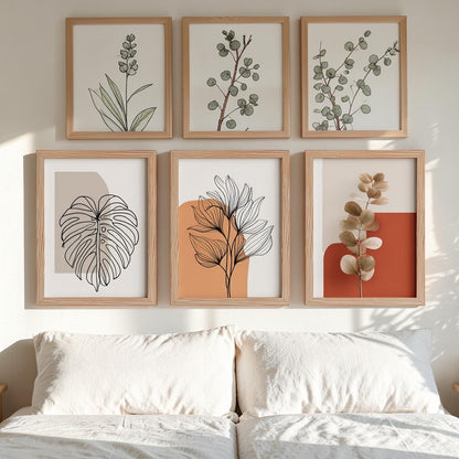 Rymdkf Minimalist Boho Botanical Framed Art (Set of 3)